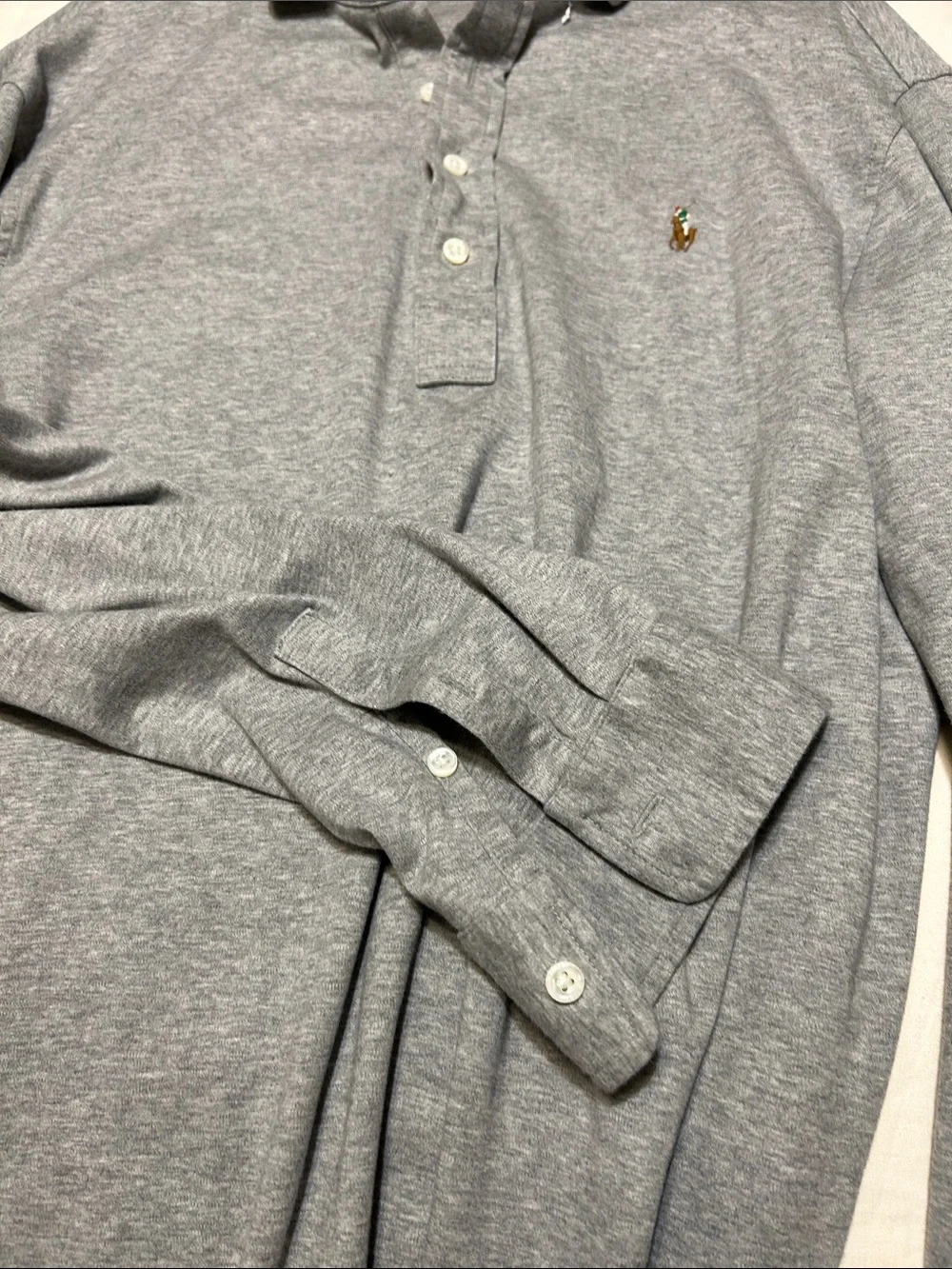 Polo by Ralph Lauren Men’s Long Sleeve Heather Gray Polo Shirt